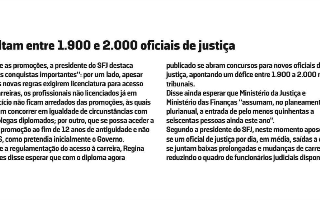 Faltam entre 1.900 e 2.000 oficiais de justiça – Jornal da Madeira – 10set2026