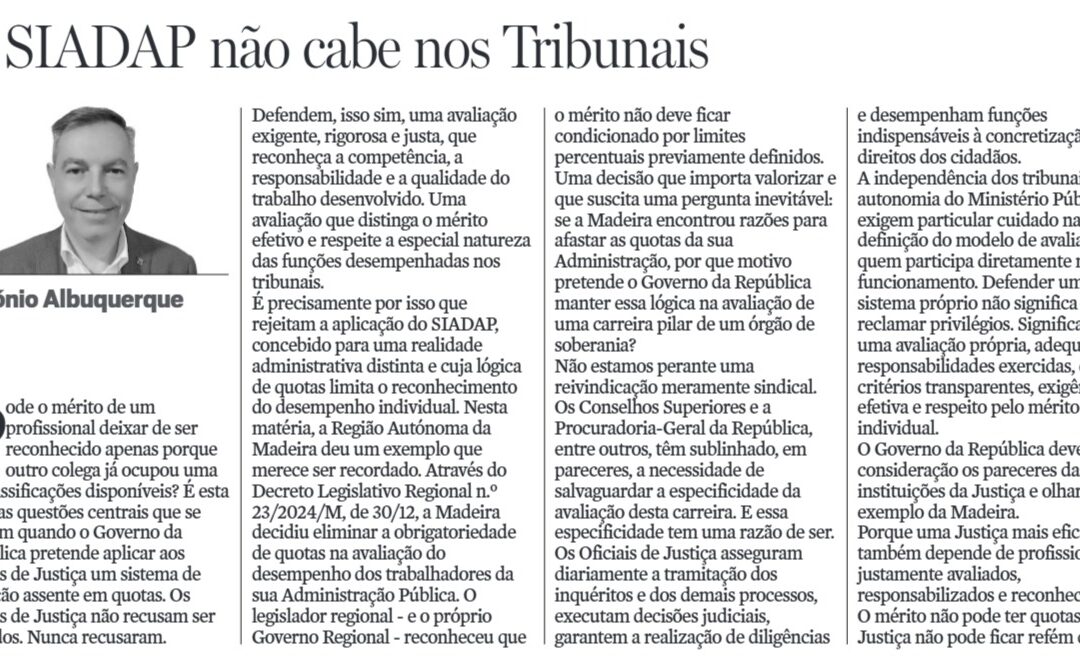 O SIADAP não cabe nos Tribunais – DN Madeira